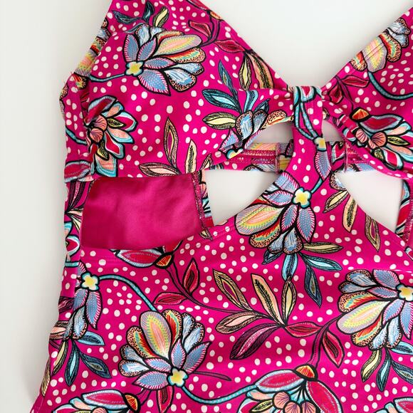 [Tabitha Brown] Target Size XL Pink Floral Print Cut Out One Piece Swimsuit - Picture 9 of 12